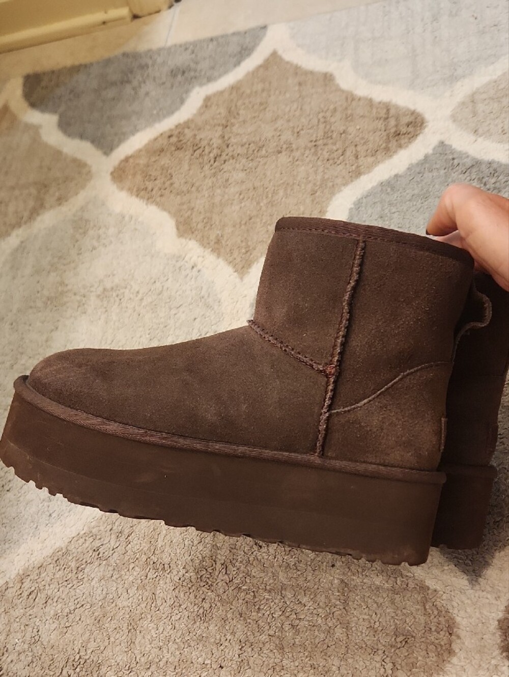 UGG Short Suede Ankle Booties in Chocolate Brown - Picture 6 of 8